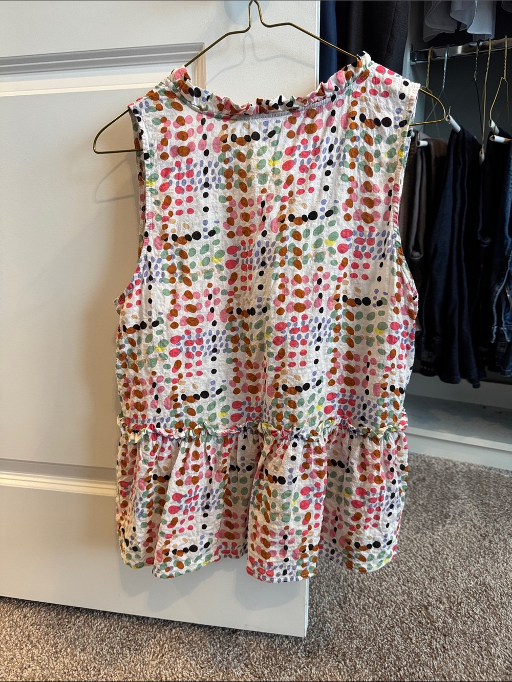 THML Multicolor Dot Ruffle Tank Top on White - Picture 3 of 3